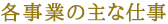 各事業の主な仕事